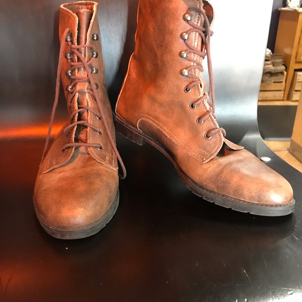 Brown lace up boots